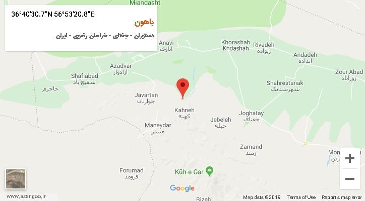 روستای باهون بر روی نقشه