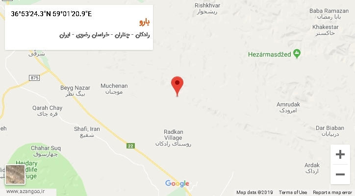 روستای بارو بر روی نقشه