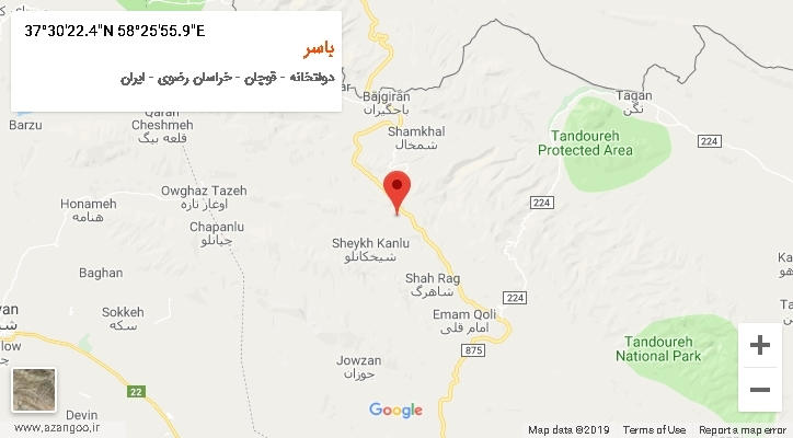 روستای باسر بر روی نقشه