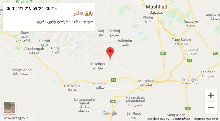 روستای بازق دختر بر روی نقشه