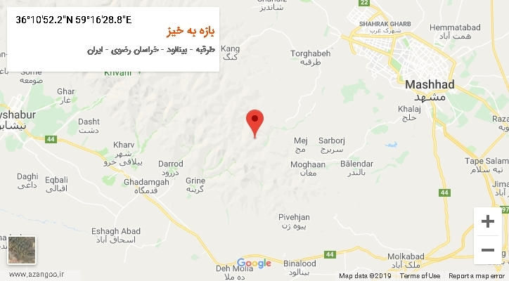 روستای بازه به خیز بر روی نقشه
