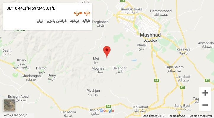 روستای بازه هرزه بر روی نقشه