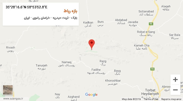 روستای بازه رباط بر روی نقشه