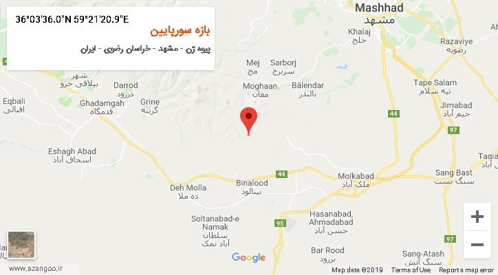 روستای بازه سورپایین بر روی نقشه