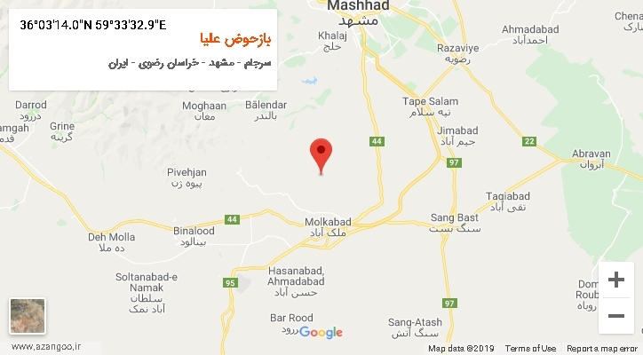 روستای بازحوض علیا بر روی نقشه