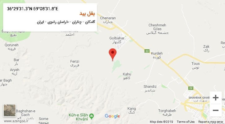 روستای بغل بید بر روی نقشه
