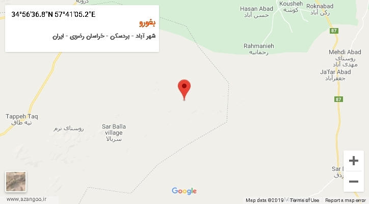 روستای بغورو بر روی نقشه
