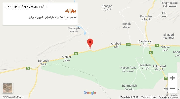 روستای بهارآباد بر روی نقشه