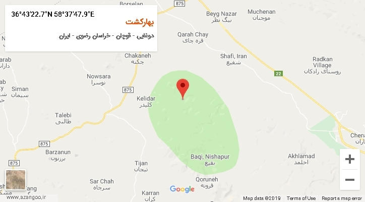 روستای بهارکشت بر روی نقشه