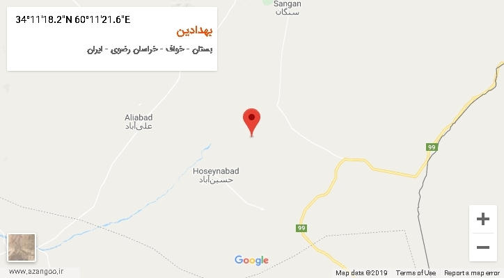 روستای بهدادین بر روی نقشه