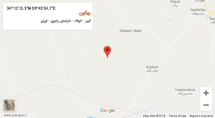 روستای بهگون بر روی نقشه