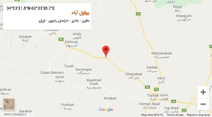 روستای بهلول آباد بر روی نقشه