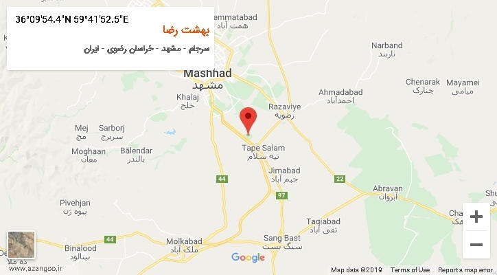 روستای بهشت رضا بر روی نقشه