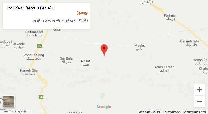 روستای بهسوز بر روی نقشه