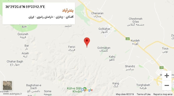 روستای بندرآباد بر روی نقشه