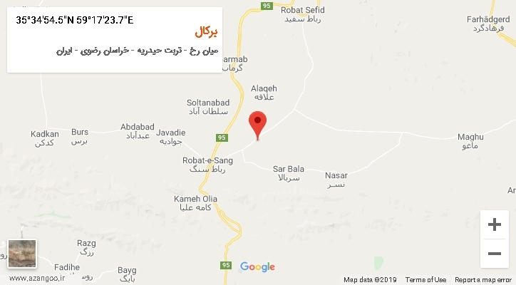 روستای برکال بر روی نقشه