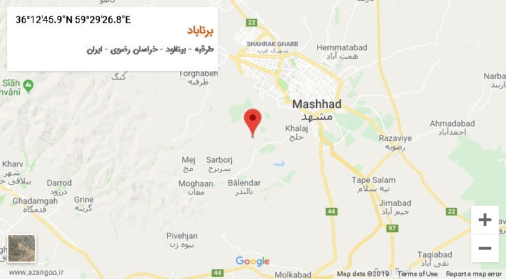 روستای برناباد بر روی نقشه
