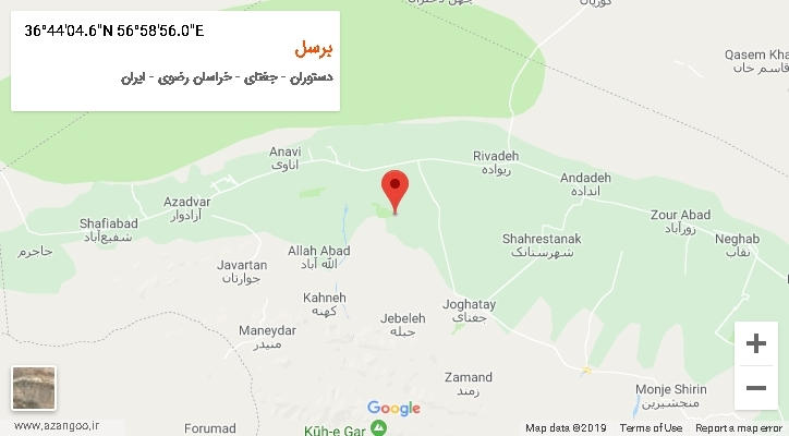 روستای برسل بر روی نقشه