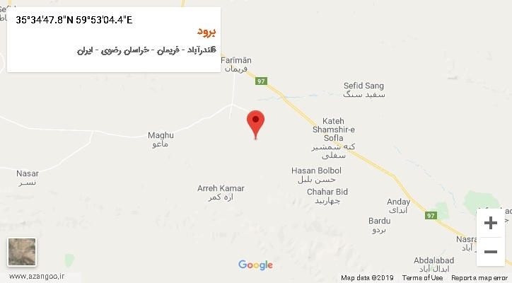 روستای برود بر روی نقشه