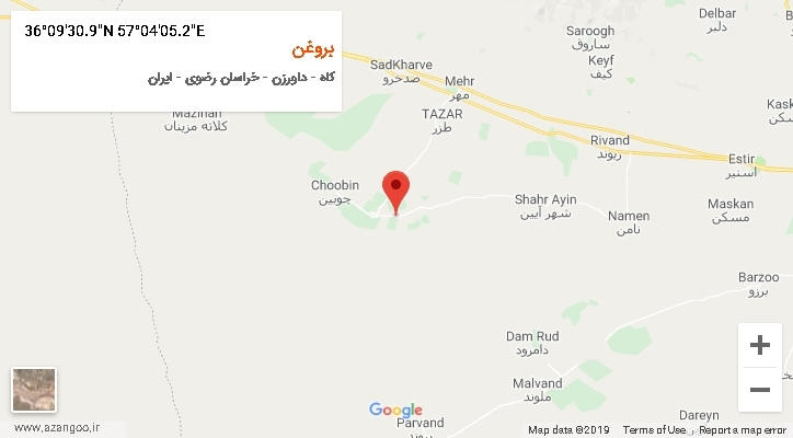 روستای بروغن بر روی نقشه