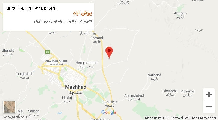 روستای برزش آباد بر روی نقشه