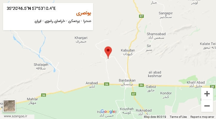 روستای بونصری بر روی نقشه