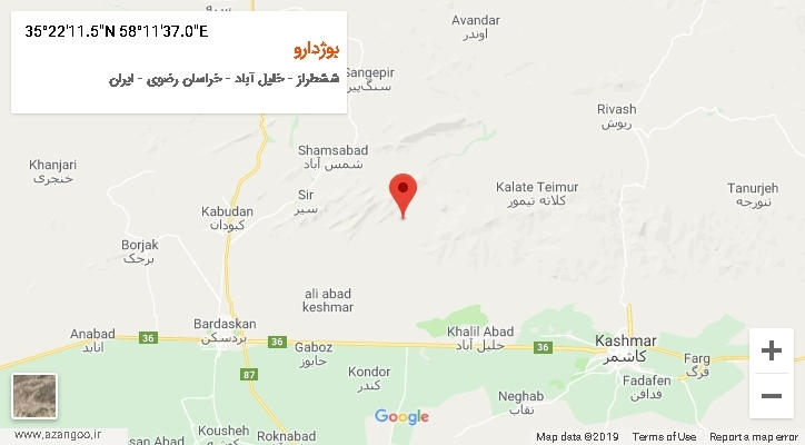 روستای بوژدارو بر روی نقشه