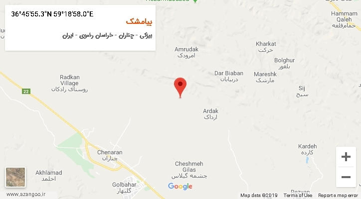 روستای بیامشک بر روی نقشه