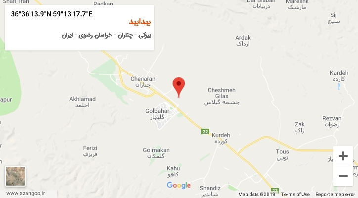 روستای بیدابید بر روی نقشه