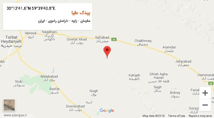 روستای بیدک علیا بر روی نقشه