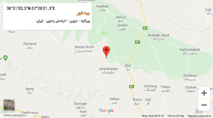 روستای بیدخور بر روی نقشه