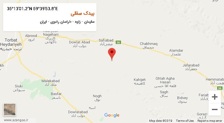 روستای بیدک سفلی بر روی نقشه