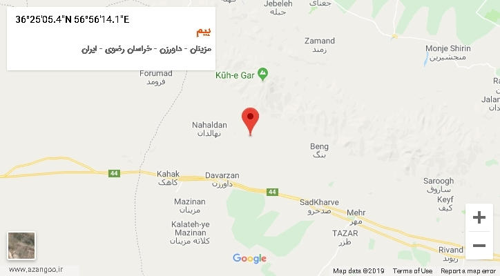 روستای بیم بر روی نقشه