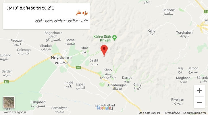 روستای بزه غار بر روی نقشه