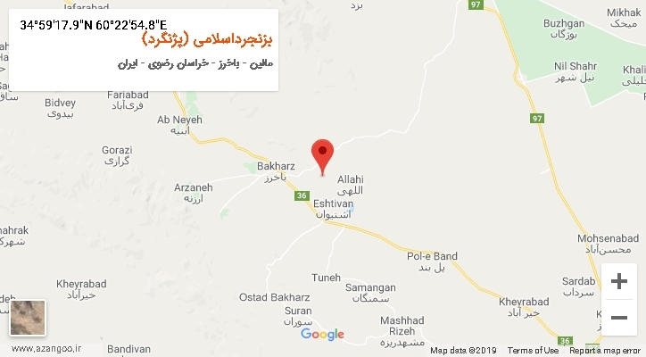روستای بزنجرداسلامی (پژنگرد) بر روی نقشه