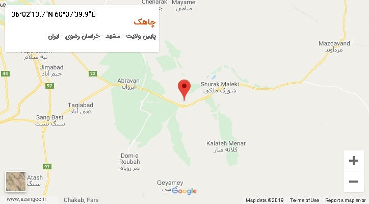 روستای چاهک بر روی نقشه