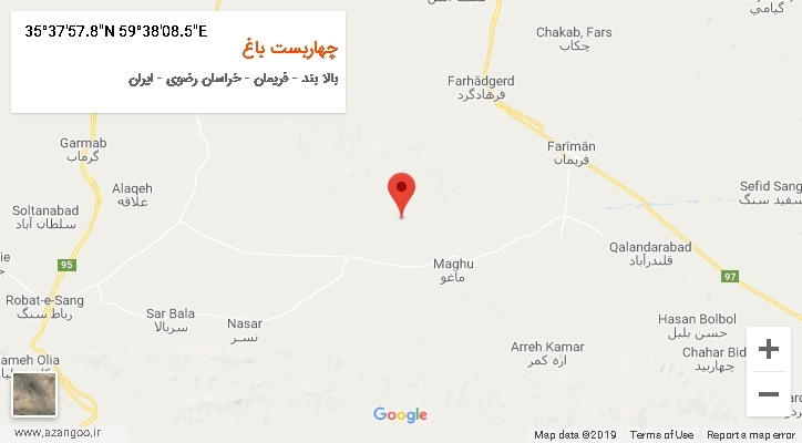 روستای چهاربست باغ بر روی نقشه