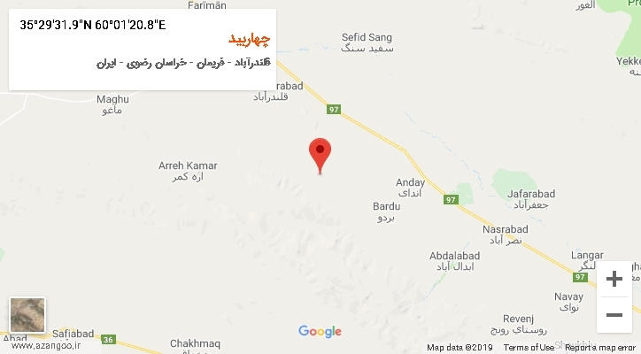 روستای چهاربید بر روی نقشه