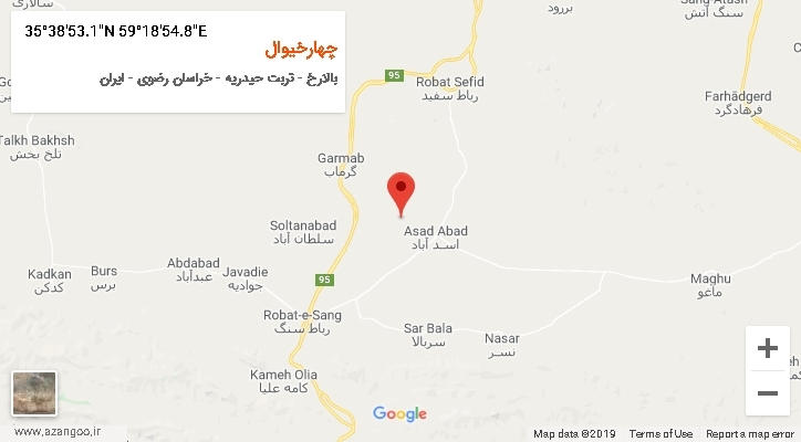 روستای چهارخیوال بر روی نقشه
