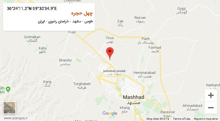 روستای چهل حجره بر روی نقشه