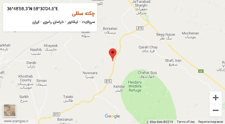 روستای چکنه سفلی بر روی نقشه