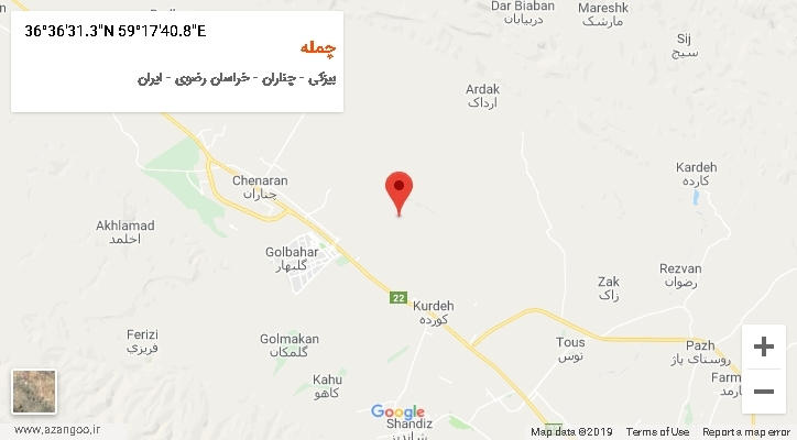 روستای چمله بر روی نقشه