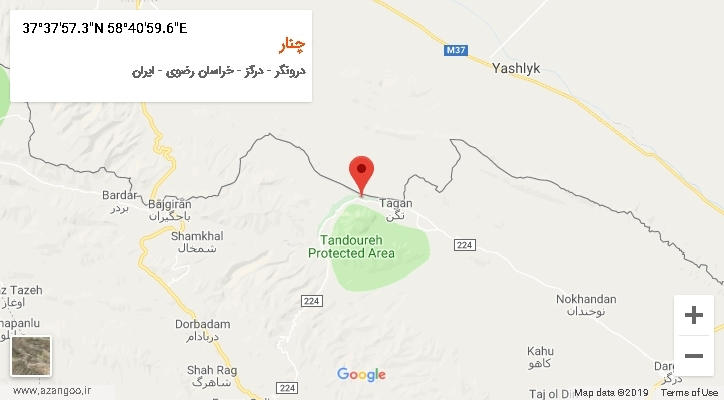 روستای چنار بر روی نقشه