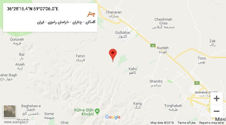 روستای چنار بر روی نقشه