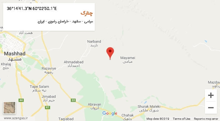 روستای چنارک بر روی نقشه