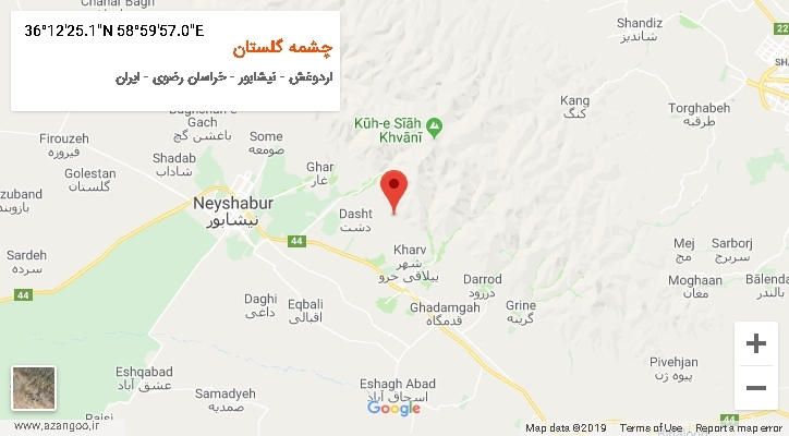 روستای چشمه گلستان بر روی نقشه