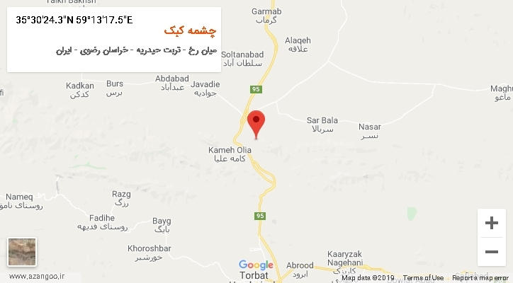 روستای چشمه کبک بر روی نقشه