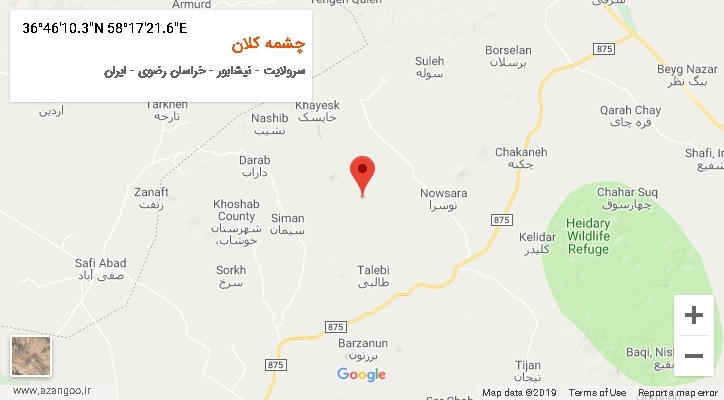 روستای چشمه کلان بر روی نقشه