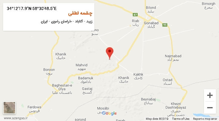 روستای چشمه لطفی بر روی نقشه