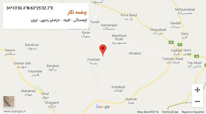 روستای چشمه نگار بر روی نقشه
